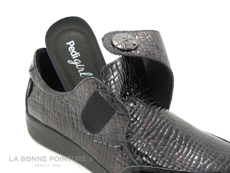 Pedi Girl DEMBA AMO Noir Bordeaux Croco - Chaussure Basse Femme A Scrach – Image 5