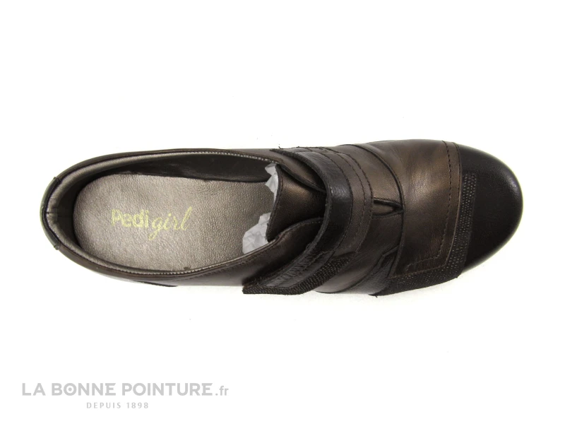Pedi Girl GAURIA Carbone Moka - Chaussure Velcro Marron Metal – Image 6