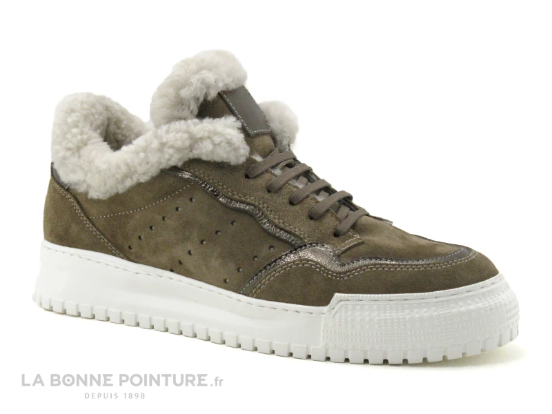 Hooper ZEPHYR Kaki - Basket Femme Avec Fourrure