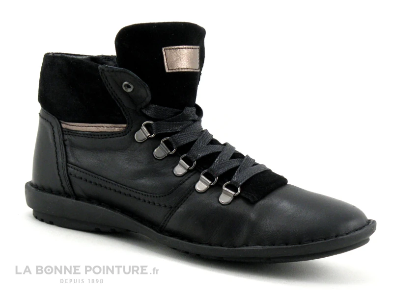 Morans FENIOUX Noir - Chaussure Montante Femme Lacet Et Zip