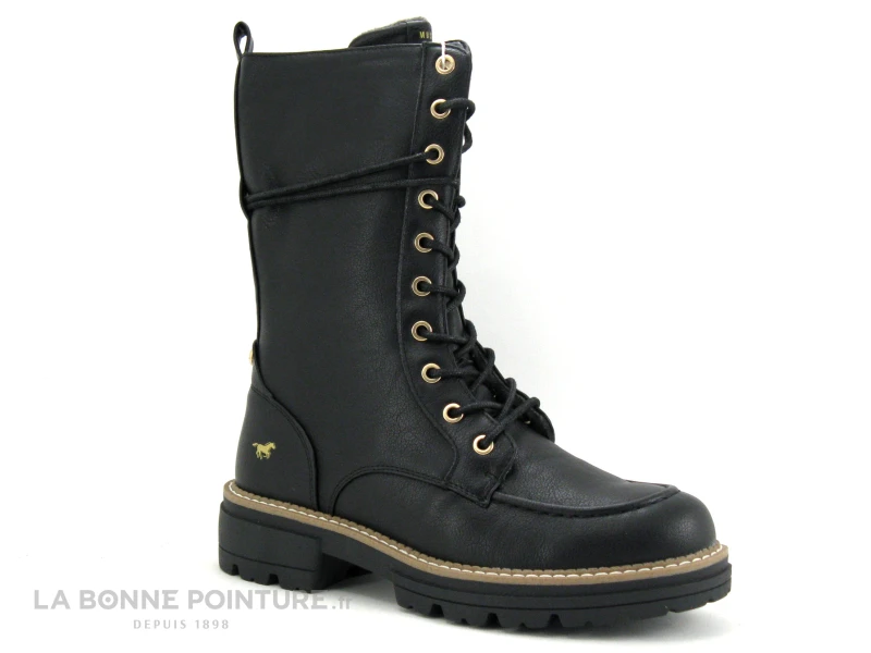 Mustang 1437 503 9 Noir - Bottine Noire Avec Semelle Crantee