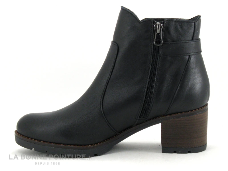 Jordana 59 Negro - Bottine Cuir Noir Talon Epais - Fermeture Zip – Image 3