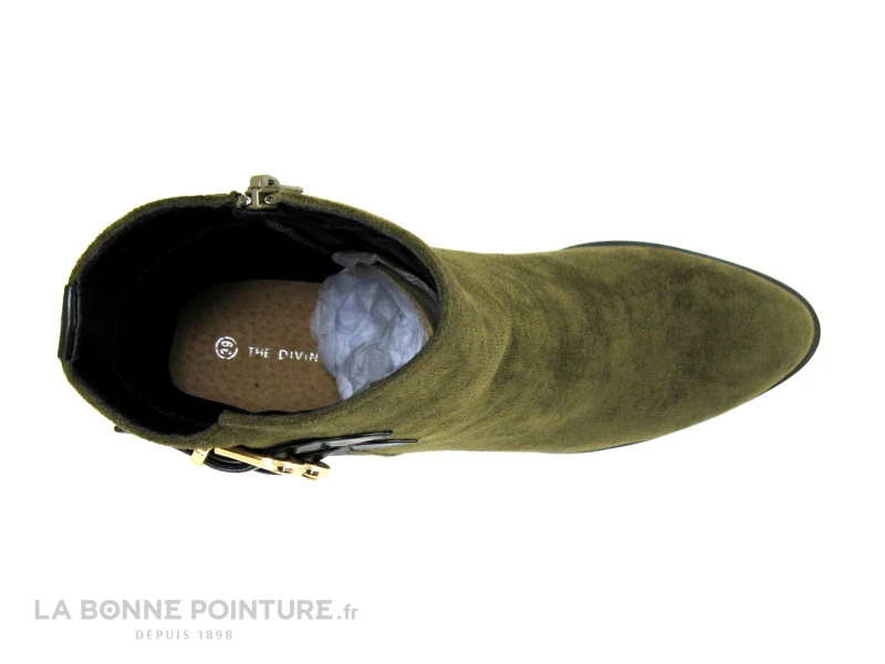 The Divine Factory QL4724 Kaki - Lanieres Noires - Bottine Femme – Image 3
