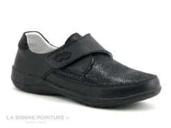 TopWay B843074 Noir - Noir Craquele Brillant - Chaussure Femme Velcro