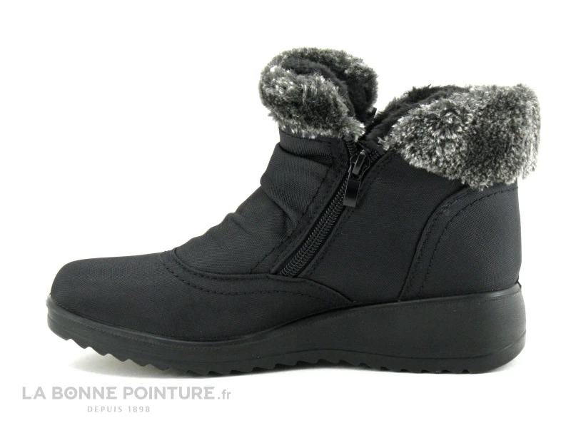 TopWay B853710 - Bottine Femme Textile Noir - Fourrure Grise – Image 2