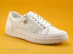 Morans KIPAR Blanc - Basket Mode Femme Cuir Blanc - Perforations