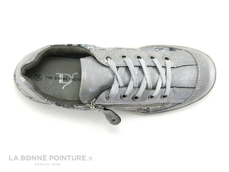 The Divine Factory PO3607 - Argent Gris Fleurs - Basket Femme – Image 3