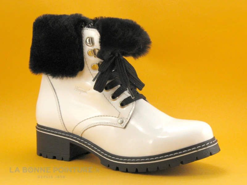 Hooper MULLAN Verni Blanc - Fourrure Noire - Bottine Femme – Image 5