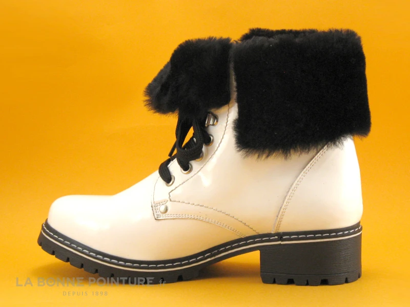 Hooper MULLAN Verni Blanc - Fourrure Noire - Bottine Femme – Image 3